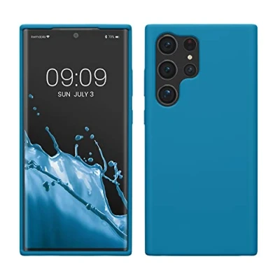 Immagine di kwmobile Cover per Samsung Galaxy S23 Ultra Custodia Back Case Caricatore Wireless Antiurto e Flessibile in Silicone TPU blu indaco