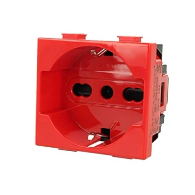 Immagine di SANDASDON Presa 2P+T 10/16A Colore Rosso Compatibile Con Bticino Matix (Schuko)