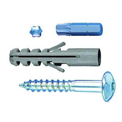 Immagine di Alberts 554385 set di viti, Accessori per fissaggio inferriate, viti zincate, 4 pezzi &amp; tasselli, 50 x 7 mm