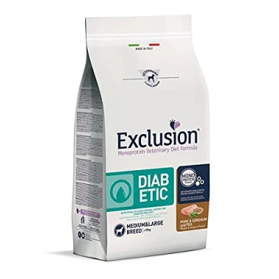 Immagine di EXCLUSION DOG DIET DIABETIC PORK AND SORGHUM M/L CONF.12 KG