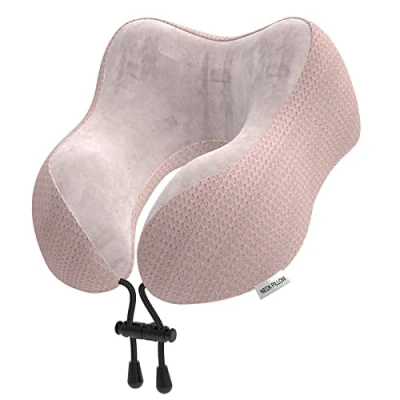 Immagine di Yomisee Cuscino da viaggio per il collo, in memory foam, auto, treno, casa, ufficio (rosa)