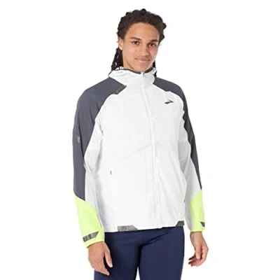 Immagine di Brooks RUN Visible Convertible Jacket Giacca da running, Uomo, Taglia: 48/50, White asphalt nightlife