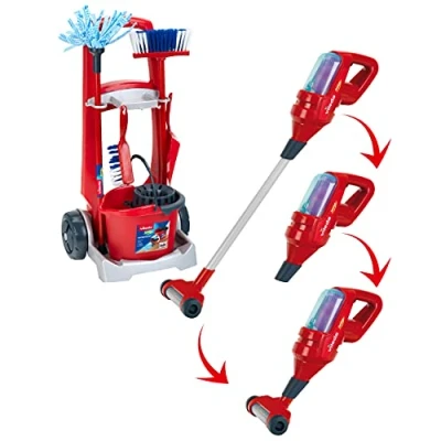 Immagine di Theo Klein 6720 Carrello per le pulizie Vileda con aspirapolvere verticale, Include secchio, scopetta e paletta, 29 cm x 24 60 cm, Giocattolo bambini dai 3 anni in su