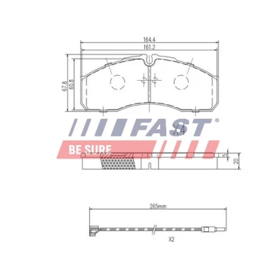 Immagine di FAST FT29117 Kit pastiglie freno Assale anteriore con sensore usura integrato IVECO: DAILY 3 Kasten/Kombi,