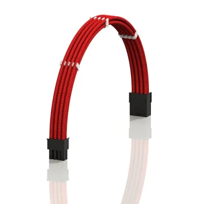 Immagine di LINKUP AVA 30cm PCI e 8 (6+2) pin GPU Cavo di Prolunga per PC Personalizzato con Guaina Intrecciata Alimentatore PSU Pettini┃Design Robusto Rigido┃Confezione Singola┃300mm Rosso
