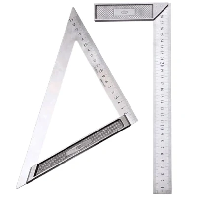 Immagine di LNGJIN Squadra da Falegname,Righello Triangolare,200mm &amp; 300mm Quadrato Carpentiere,Squadrette Combinata,Righello Quadrata,Righello in Metallo,Per Falegname,Conciatetti,Ingegnere