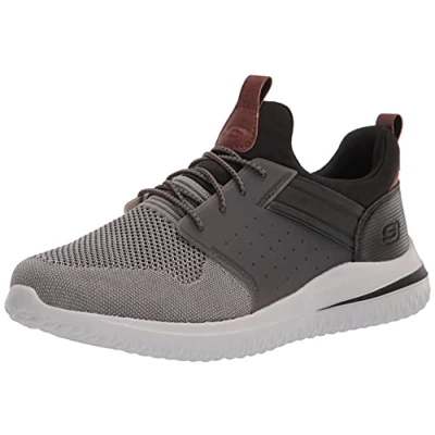 Immagine di Skechers Delson 3.0 Cicada, Slip on in Pizzo Elastico Lavorato a Maglia Uomo, Grigio e Nero, 41 EU Larga