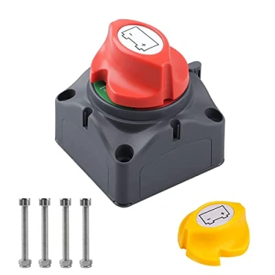 Immagine di interruttore isolatore di batteria a 4 posizioni, con possibilità selezionare la 1, 2, entrambe o nessuna, tensione: 12 V, 24 48 200 A, per veicoli marini e camper