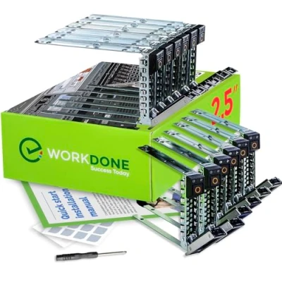 Immagine di WorkDone 12 pezzi 2.5 pollici Compatibile per Server Dell PowerEdge di 14 gen R440 R640 R740 R740xd R840 R940 R6415 XC Vassoio Caddy Slitta LED luminosa Etichette adesive Manuale