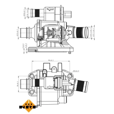 Immagine di NRF 725058 Termostato motore 83 con sensore, anello tenuta alloggiamento CITROËN: DS4 Hatchback, C3 Pluriel, PEUGEOT: 207 SW, FORD: FIESTA 5