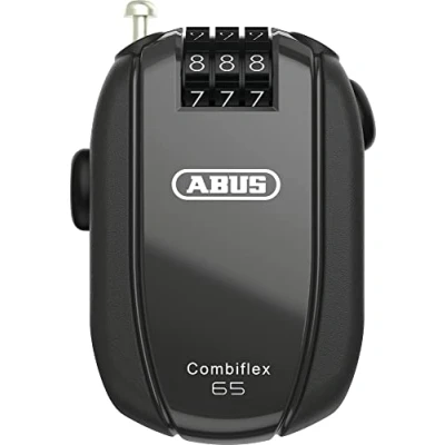 Immagine di Abus, antifurto a cavo ABUS Combiflex, per la sicurezza di sci, caschi, passeggini e bagagli, Trip 65, lunghezza 65 cm, spessore 3 mm, con codice numerico, nero