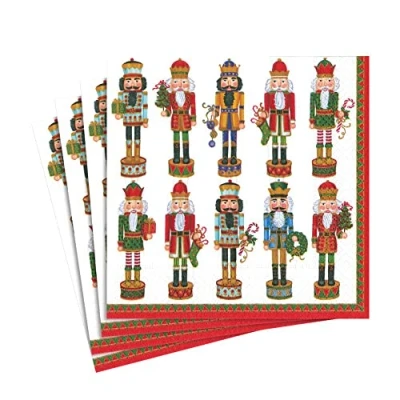Immagine di Entertaining with Caspari Tovaglioli, motivo: Schiaccianoci Parade, colore: Bianco