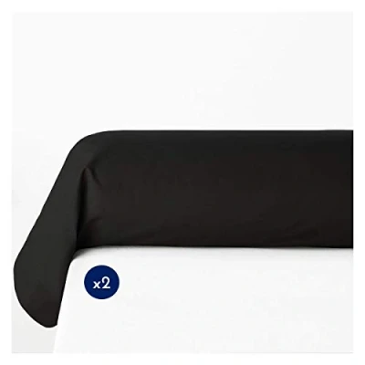 Immagine di HOME LINGE PASSION Classique Lot 2 taies de traversin 57 Fils 100% Coton, Noire, Tall, 85x185 cm, unità