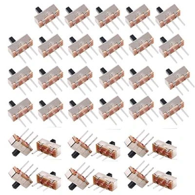 Immagine di HUAZIZ 180 Pezzi SPDT Micro Interruttore A Scorrimento Verticale SS 12D00 3 Pin 2 Posizioni 0,5A 50V 1P2T Levetta PCB Pannello Mini Scorrevole