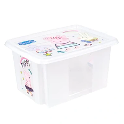 Immagine di keeeper Contenitore Portaoggetti con Coperchio, Peppa Pig, Rotabile e Impilabile, Per Bambini, 15 L, Karolina, Trasparente Naturale