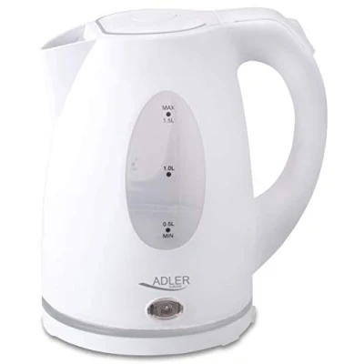 Immagine di Adler 1207 Bollitore per acqua, 1,5 litri, colore: bianco, 2200 W, 1.5 0 Decibel, Plastica