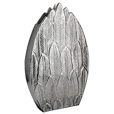 Immagine di GILDE Vaso per fiori in alluminio, decorazione soggiorno, regalo donne, compleanno, festa della mamma, colore: argento, altezza 28,5 cm