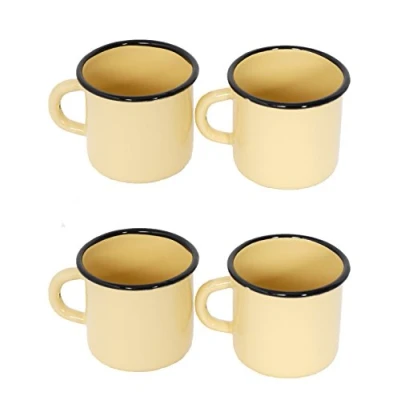 Immagine di Madacha Set di 4 tazze in metallo smaltato 400 ml Gialle