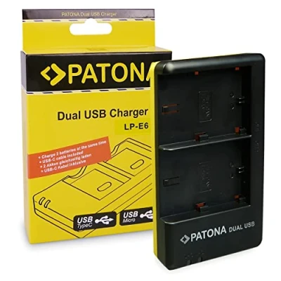 Immagine di PATONA Caricabatteria Doppio per LP E6NH E6N E6 Batterie Compatibile con Canon XC10 XC15 EOS R7 R6 R5 5D Mark II III 60D 70D 80D 90D