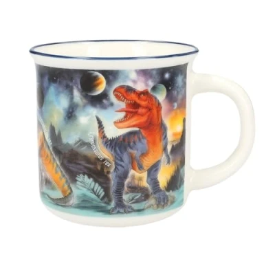 Immagine di Depesche 13071 Dino World Galaxy Tazza in smalto con motivo di dinosauri spaziali, bicchiere porcellana, capacità circa 250 ml, Multicolore