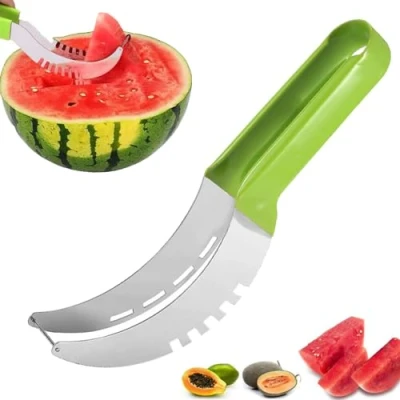 Immagine di taglia meloni,Affetta Anguria,watermelon Slicer Cutter,coltello per Anguria, affettatrice Anguria,aglia Melone Affetta Anguria,coltello multifunzionale affettare frutta in acciaio inossidabile