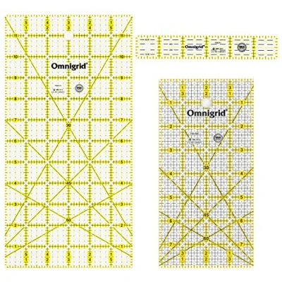 Immagine di Dritz Ruler Rectangle Set Omnigrid Righello per trapuntatura, Acrilico, 1&quot;x6&quot;, 4&quot;x8&quot; And 6&quot;x12&quot;