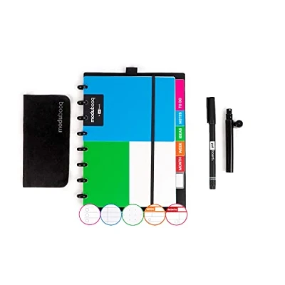 Immagine di modubooq by PATboard smart notebook modulare riutilizzabile A5 con schede e sistema di rilegatura a dischi Pagine modulari tecnologia duratech3 Lavabile scrive come la carta