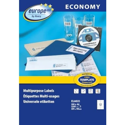 Immagine di EUROPE 100 1200 etichette, 105x48mm, bianco, multiuso, etichette autoadesive