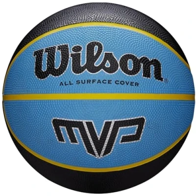 Immagine di Wilson, Pallone da basket, MVP, Nero/Blu, Misura 7, Gomma, Uso all&#039;interno e all&#039;esterno, WTB9017XB07