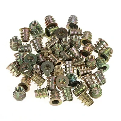 Immagine di FTVOGUE 50 pezzi M5 x 10 mm in lega di zinco filettata inserto dadi a vite interno esagonale bullone fissaggio connettore per assortimento mobili legno