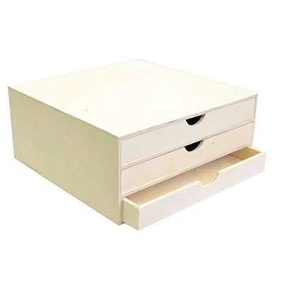 Immagine di Artemio bannette portaoggetti Chiusa 3 cassetti in Legno 34,5 x 34 15,5 cm, Beige, 34.5 15.5 cm