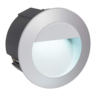 Immagine di Eglo Faretto LED da incasso per esterni Zimba, 1 luce, lampada parete in alluminio pressofuso, colore: argento, diametro: 12.5 cm, IP65