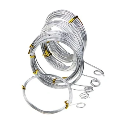 Immagine di Argento Filo di alluminio, 5 misure assortite (1 mm, 1.5 2 2.5 mm e 3 spessore) alluminio scultura in rotoli per fai da te artigianato, ogni rotolo meters lunghezza
