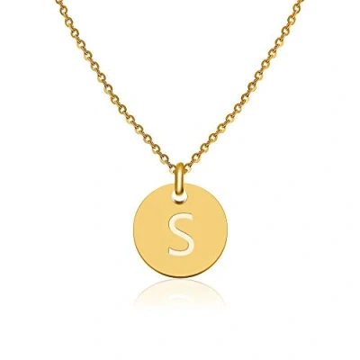 Immagine di GD GOOD.designs Collana di lettere in oro (regolabile) con ciondolo a lettera rotonda (S)