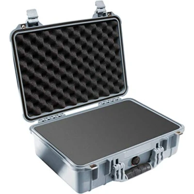 Immagine di PELI 1500 Valigia resistente agli urti per apparecchiature fragili, IP67 Impermeabile e a prova di polvere, Capacità 19L, Prodotto in Germania, Con Inserto schiuma personalizzabile, Color Grigio