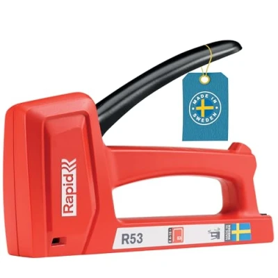 Immagine di Rapid R53 Graffatrice Manuale Leggera per il Fissaggio di Tessuti e Tappezzeria su Pareti in Legno, Impugnatura Ergonomica, Meccanismi Interni Acciaio, Realizzata Svezia, 117 x 32 180 mm