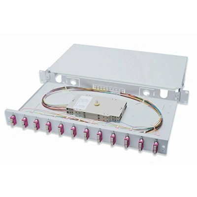Immagine di DIGITUS LWL splice box 12 giunti SC OM4 1HE 19 pollici Multi Mode Duplex Con cassetta di giunzione Montaggio a rack