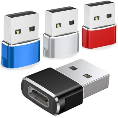 Immagine di SHUBEIEUMI Adattatore USB C Femmina A Maschio 4 Pezzi, Tipo Connettore Cavo Caricatore per Phone 12 13 14 15 PRO Max, Samsung Galaxy S23 S24 A54 A53