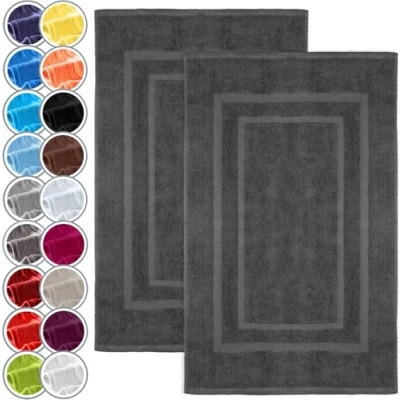 Immagine di NatureMark Confezione da 2 tappetini bagno e doccia, in 100% cotone, 50 x 80 cm, di colore Grigio antracite