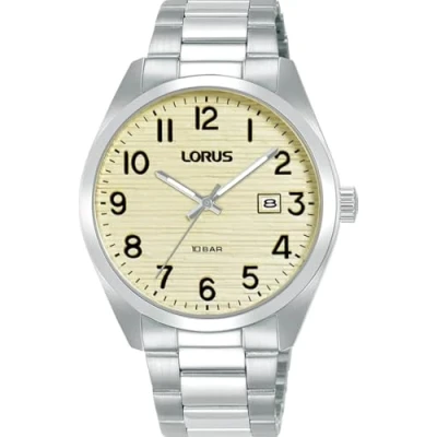 Immagine di Lorus Orologio analogico al quarzo da uomo con bracciale in acciaio inossidabile, Argento/Giallo RH911RX9