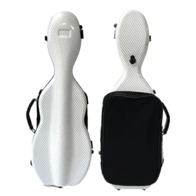 Immagine di LANDTOM Custodia per violino 4/4 e 3/4, in fibra di carbonio, con doppie tracolle, resistente alla pressione, all&#039;usura, trasportabile ad aria, borsa spartiti musicali (bianco