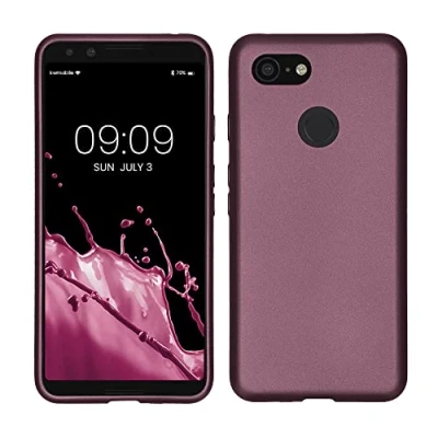 Immagine di kwmobile Custodia Compatibile con Google Pixel 3 Cover Back Case Morbida Protezione in Silicone TPU Effetto metallizzato lavanda