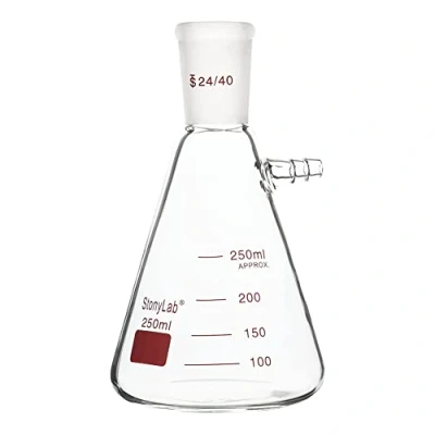 Immagine di stonylab Pallone di Filtraggio con Giunto Esterno Conico Standard 24/40, in Vetro Borosilicato a Parete Pesante, Collo Vite Tubazione, 250 ml