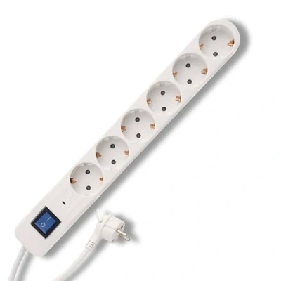 Immagine di REV Ciabatta elettrica ICE Multipresa 6 prese con interruttore &amp; UK, 1,4 m, bianco