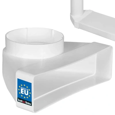 Immagine di KOTARBAU® raccordo di deviazione 90 per condotto ventilazione, 204 x 60 mm, in plastica, diametro 100 bianco, canale scarico, angolo collegamento piatto, quadrato