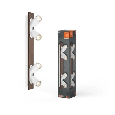 Immagine di LEDVANCE Faretto da soffitto Mercury GU10, a 4 luci, legno/bianco