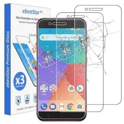Immagine di ebestStar [Pacco x3 Vetro Temperato Compatibile con Xiaomi Mi A1 Protezione Schermo Pacco da 3 Pellicole Anti Shock, Rottura, graffio [Apparecchio: 155.4 x 75.8 7.3mm, 5.5&#039;&#039;]