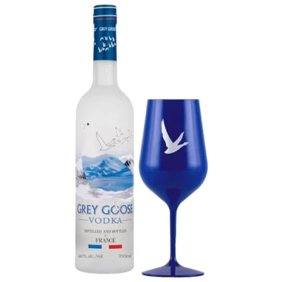 Immagine di GREY GOOSE Vodka francese Premium, 40% ABV, 70cl / 700ml, in regalo calice acrilico, realizzata con il miglior grano e acqua naturale di sorgente