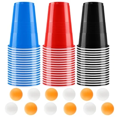 Immagine di Sprifityy Beer Pong,51 Pezzi 500ml Bicchieri Pong e 12 Palline da P ing Pong,Bicchieri di plastica riutilizzabili,per Giochi bevute, Feste, Compleanni, Matrimoni, Campeggio