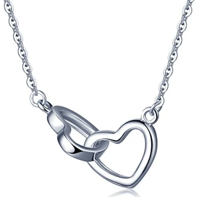 Immagine di Infinite U Classic collana doppio incastro cuori separabili ciondolo in argento Sterling 925, da donna, oro rosa/argento, argento, colore: Silver, cod. N1605 silver